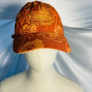 Rombauer Vineyards Napa Embroidered Tropical Print Orange Baseball Cap
